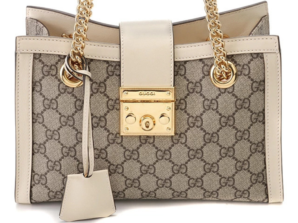Gucci Padlock GG Shoulder Bag KHNKG Beige Cream White Canvas Leather